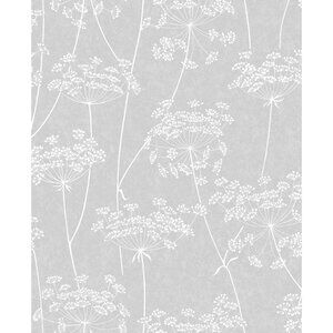 NEW Graham & Brown Aura Superfresco Grey Wallpaper 33-302 Floral Botanical